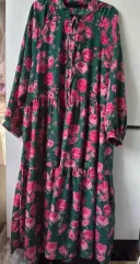 フラワー ロング ワンピース グリーン バラ ローズ パータン