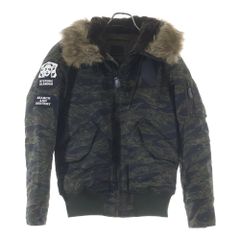 HYSTERIC GLAMOUR (ヒステリックグラマー) N-2B ナイロン 迷彩 ファーフーデッドパファージャケット カーキ 0293AB02