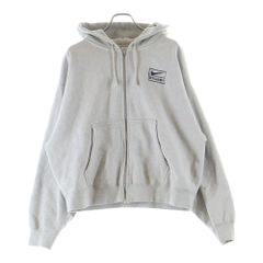 NIKE (ナイキ) ×STUSSY Fleece Zip Hoodie ロゴ刺繍 ジップアップ スウェットパーカー フーディー グレー FJ9181-050