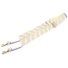 FENDI (フェンディ) ズッカ ショルダーストラップ ベージュ×ゴールド ゴールド金具