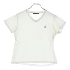 RALPH LAUREN (ラルフローレン) ワンポイントロゴ刺繍 クルーネック 半袖Tシャツ カットソー ホワイト レディース M