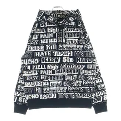 SUPREME (シュプリーム) 17AW ×HYSTERIC GLAMOUR Text Hoodie ヒステリックグラマー テキスト 総柄 プルオーバースウェットパーカー フーディー ブラックのサムネイル