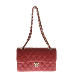CHANEL (シャネル) マトラッセ23 ココマーク キャビアスキン Wフラップ Wチェーンショルダーバッグ レッド GD金具 A01113