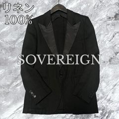 SOVEREIGN ソブリン麻100%リネンジャケット44 本切羽ネイビー 春夏