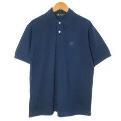 ハンティングワールド HUNTING WORLD ポロシャツ 半袖 ワンポイント刺繡 鹿の子 M 紺 ネイビー /X