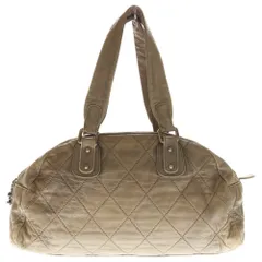 CHANEL (シャネル) ワイルドステッチ ボストンバッグ ハンドバッグ ブラウン ラムスキン レザー ピンクゴールド金具
