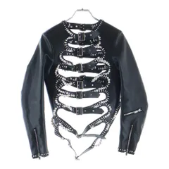 NOIR KEI NINOMIYA (ノワール ケイニノミヤ) 25SS Faux-Pearl Embellished Faux-Leather Jacket フェイクパールエンベリッシュフェイクレザージャケット ブラック 3O-J011 レディースのサムネイル