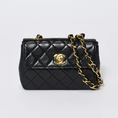CHANEL シャネル ミニミニマトラッセ14 チェーンショルダーバッグ ラムスキン ココマーク ブラック ゴールド金具 美品 中古 4b013488