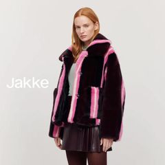 jakke トレイシーストライプフェイクファージャケット マルチカラー 