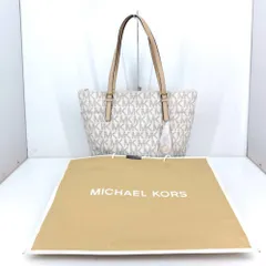 05w20236 マイケルコース Michael Kors  シグネチャー柄トートバッグ  ホワイト  ベトナム製 レディース  トートバッグ  35F6GTTT9B  【中古品】