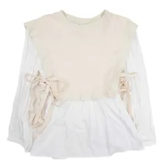 良品 ZARA ザラ レイヤードデザイン ブラウス シャツ 長袖 カットソー XS ベージュ ホワイト レディース 古着 中古 USED