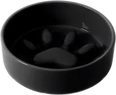 RENASYS 陶器製 フードボウル 水入れ 犬猫兼用食器 早食い防止 ダイエット 吐き戻し対策 健康管理 ごはん皿 お手入れ簡単 (ブラック)