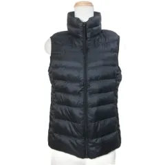 ユニクロ UNIQLO ウルトラライトダウンベスト ジップアップ ナイロン スタンドカラー S 黒 ブラック /X