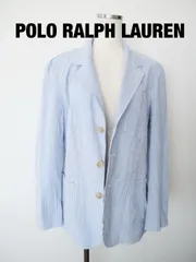 ★【新品】POLO RALPH LAUREN　ポロバイラルフローレン　ストライプドコットンシアサッカーブレザー　定価68200円　Mサイズ　水色　オフホワイト　綿100%　お出掛け　送料込み　6465910のサムネイル