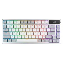 ASUS ゲーミングキーボード ROG Azoth Moonlight White 75% シリコンガスケット構造 3層消音設計 キーボード ROG NX熱交換プレルーブ軸 OLED+3WAYノブ搭載 ト [ホワイト] [キーボード単品] [NX SNOW軸]