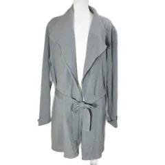 ゲスト ジョコンダ GUEST JOCONDE ラピーヌ 大きいサイズ ニットジャケット ベルテッド ウール ボタンレス 46 4L相当 グレー /X