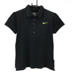 【美品】ナイキゴルフ 半袖ポロシャツ 黒 ロゴ DRY-FIT  レディース L ゴルフウェア NIKE