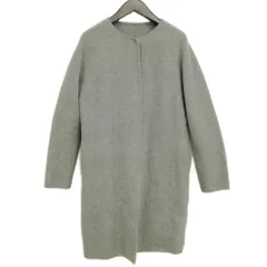 セオリー Theory ダブルフェイス ノーカラー コート グレー ブランドタグ欠損