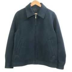 ジーユー GU 23AW コージーメルトンジップアップブルゾン 311-347535 縮絨ニット M 紺 ネイビー /X