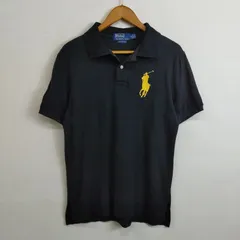 Polo by Ralph Lauren ポロラルフローレン 半袖 ポロシャツ ビッグポニー 刺繍 ゴールド コットン CUSTOM FIT 古着 VINTAGE Y2K ブラック S C687
