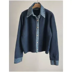 (当日配送/新作少量特価) 2291 デニムKARA（カラ） ニットカーディガン - ネイビー