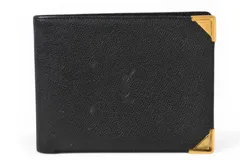 サンローランパリ 財布/折財布 SAINT LAURENT PARIS ヴィンテージ 二つ折財布  YSL ブラック【中古】