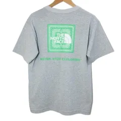 ザノースフェイス THE NORTH FACE 美品 Bandana Square Logo Tee 22SS バンダナ スクエア ロゴTシャツ NT32108 カットソー 半袖 バックプリント アウトドアウェア M グレー /X