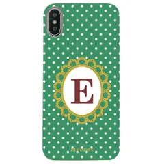 【新品未使用】iPhone15 Pro アイフォン15プロ クリア ハードケース ( 水玉模様  イニシャルE ) グリーン ドット 水玉 イニシャル アルファベット