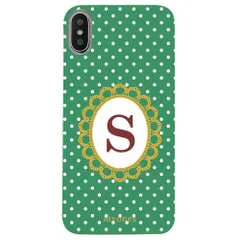 【新品未使用】iPhone14 Pro アイフォン14プロ クリア ハードケース ( 水玉模様  イニシャルS ) グリーン ドット 水玉 イニシャル アルファベット