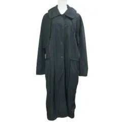 ユニクロ UNIQLO U 美品 22SS ナイロンコート 211-449067 ロング インフード ウエストマーク オーバーサイズ 小さいサイズ XS 黒 ブラック /X
