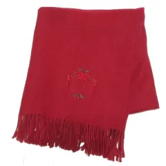 クリスチャンディオール Christian Dior ブランケット ストール フリンジ ウール ロゴ刺繡 赤 レッド /X