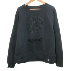 デシグアル Desigual スウェット長袖 PENNY 20SWSK20 トレーナー ハトメ バックプリント 刺繡 プルオーバー ラグランスリーブ 大きいサイズ XL ブラック ホワイト /X