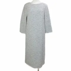 アンタイトル UNTITLED 美品 23SS ファンシージャージ サックワンピース 15357306 ロング 7分袖 ツイード風 2 M相当 オフホワイト /X