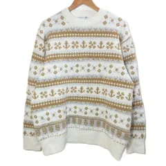 ユニクロ UNIQLO J.W.ANDERSON 22AW スフレヤーンフェアアイルセーター 351-451614 ニット 長袖 プルオーバー 厚手 L オフホワイト /X