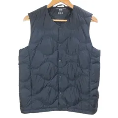 ユニクロ UNIQLO 21AW ウルトラライトダウンコンパクトベスト ウェーブキルト 311-443329 ナイロン 2WAYカラー M 紺 ネイビー /X