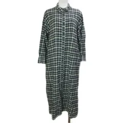 アーバンリサーチ ドアーズ URBAN RESEARCH DOORS ネルカラーチェックシャツワンピース DR27-26E112 ロング 長袖 M ミント 茶 紺 白 黄 /X
