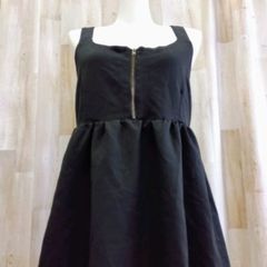 RETRO GIRL レトロガール フロントジップ × ふんわり美シルエット ❇️ 上品ミニ丈ジャンパースカート M ブラック