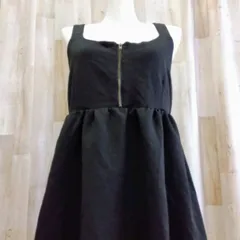 RETRO GIRL レトロガール フロントジップ × ふんわり美シルエット ❇️ 上品ミニ丈ジャンパースカート M ブラック