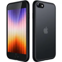 【数量限定】iPhone SE マットケース 3/2 (2022/2020) iPhone 8/7 4.7インチ JETech 耐衝撃性ミリタリーグレードの落下防止 つや消しの半透明の背面電話カバー 指紋防止 (ブラック)
