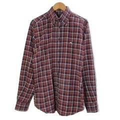 エトロ ETRO チェックシャツ ボタンダウン 長袖 刺繡 41 L相当 パープル系 /X