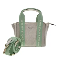 Kate Spade ケイトスペード キップ キャンバス ミニ トート ショルダーバッグ KL062 レディース キャンバス アイボリー ライトグリーン 中古