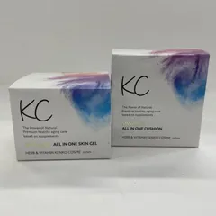 S4806 ハーブ健康本舗 SIWA-KC 薬用美白&シワ改善オールインワンスキンジェル 50g / シワ改善 密着ストレッチファンデーション オールインワンクッション ナチュラルオークル 10g 計2点セットのサムネイル
