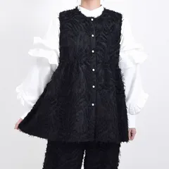 【セットアップ可】フリンジジャガード パールボタン ペプラムジレ ベスト