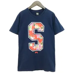 ステューシー STUSSY フラワー Sロゴ プリント Tシャツ トップス 半袖 M ネイビー
