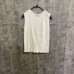 【Y-511】ユニクロ ノースリーブリブトップス レディース XXL ホワイト タンクトップ シンプル 無地 インナー カジュアル 重ね着 着回し 古着 夏服 定番 人気