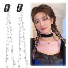 【新品】 YANHUILAY ラインストーンヘアチェーン【2個セット】三つ編み用ヘアチェーン キラキラ エクステ 髪飾り ヘアアレンジ パーティー 小物 簡単取付け 文化祭 体育祭 結婚式 披露宴 卒業式 入学式 撮影 写真 子供 大人用 レディース 1