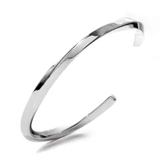 【新品】 バングル メンズ ブレスレット レディース アクセサリー (シャインシルバー) 0