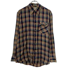 tarleton 長袖 チェックシャツ L ブラウン マルチカラー ボタン ボタンダウン 胸ポケット カジュアル チェック柄 春秋物 a803-6184