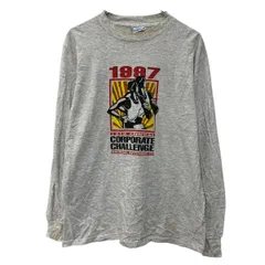 90s USA製 All Sport 長袖 プリントTシャツ L ライトグレー プルオーバー ビックプリント ロンT バックプリント 90年代 春物 a803-6229