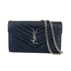 SAINT LAURENT サンローラン カサンドラ チェーンウォレット 長財布 ショルダーバッグ 377828 レディース レザー ブラック シルバー 中古